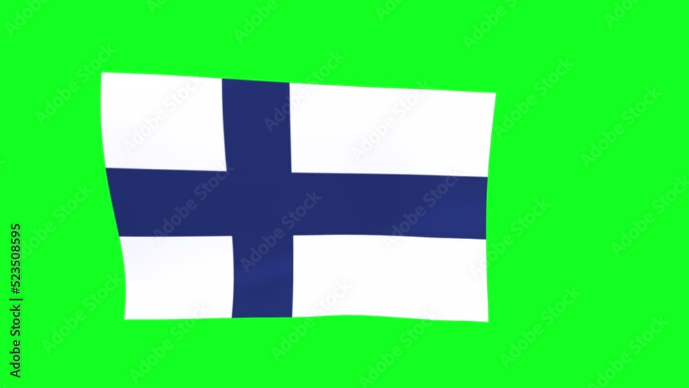 The national flag of Finland on green screen. 3D animation. 4K The national flag of Finland on green screen. 3D animation. 4K