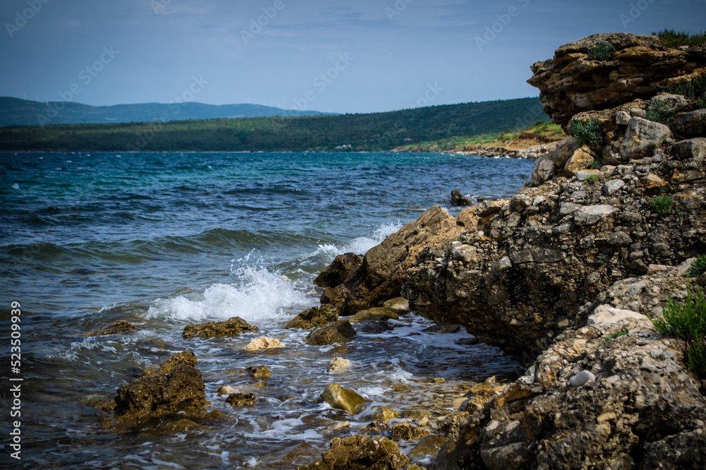 rocks on Rezansko beach, Croatia, Dalmatia, Podgradina, Novigrad sea
