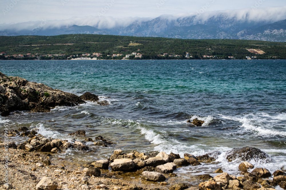 Rocky Rezansko beach, Croatia, Dalmatia, Podgradina, Novigrad sea Rocky Rezansko beach, Croatia, Dalmatia, Podgradina, Novigrad sea