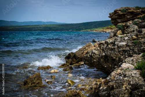 rocks on Rezansko beach, Croatia, Dalmatia, Podgradina, Novigrad sea