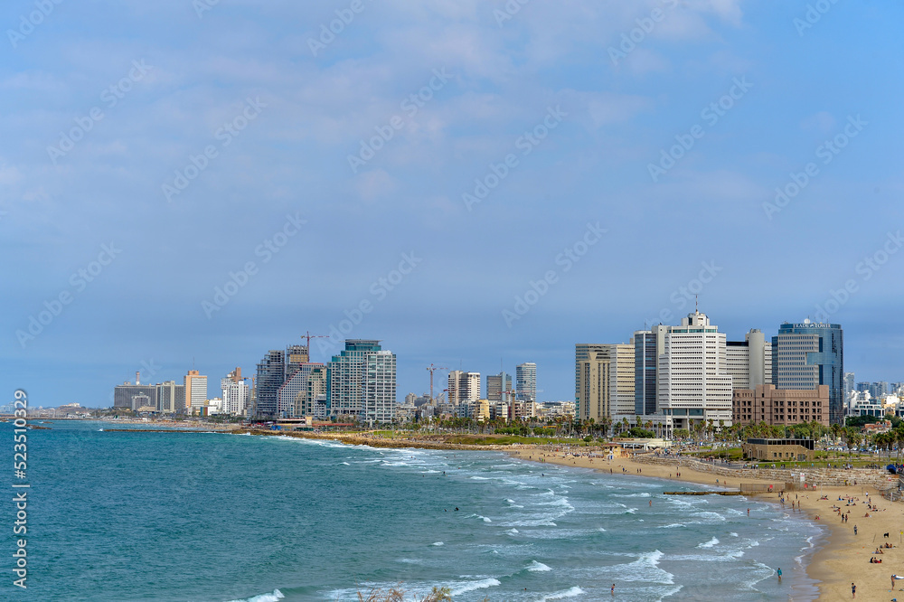 Tel Aviv, sea, beach and City View from Jaffa

