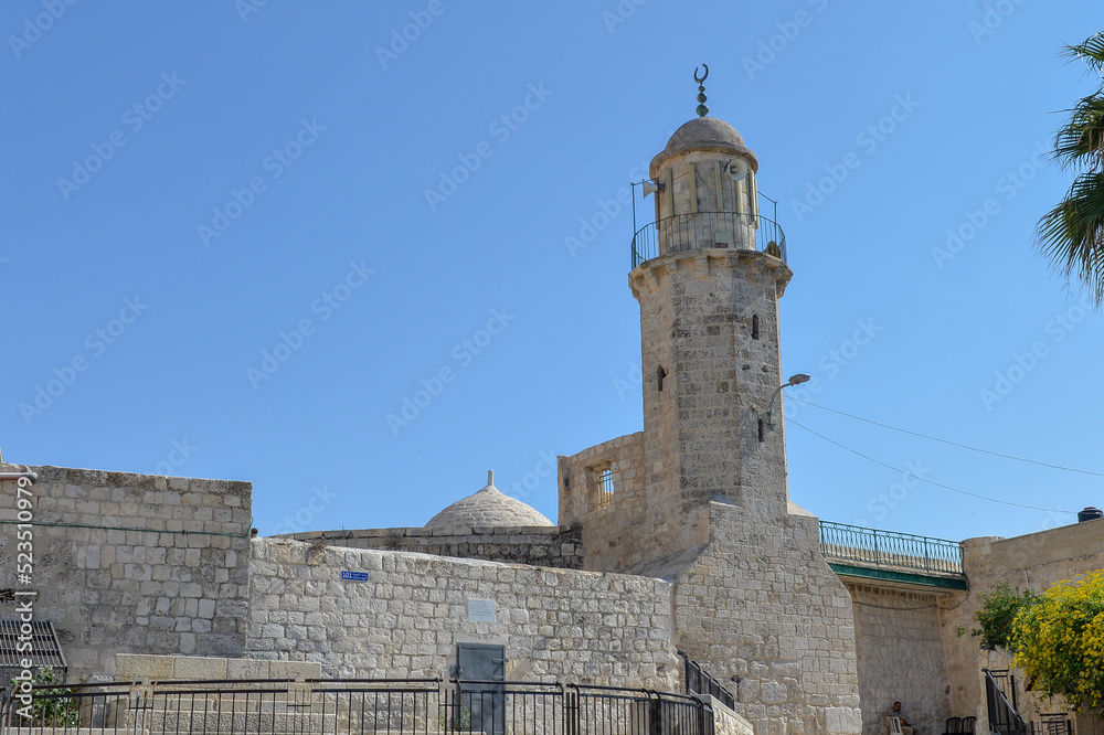 Obraz premium From here Jesus ascended to heaven - the Chapel of Ascension (mosque) Mount of Olives, Jerusalem 