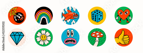 Cartoon vector abstract highlights covers for a social media stories