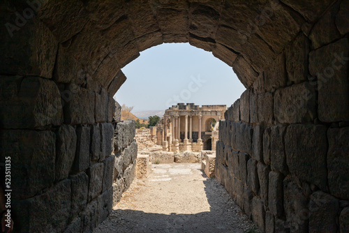 Partially restored ruins of one of the cities of the Decapolis - the ancient Hellenistic city of Scythopolis near Beit Shean city in northern Israel