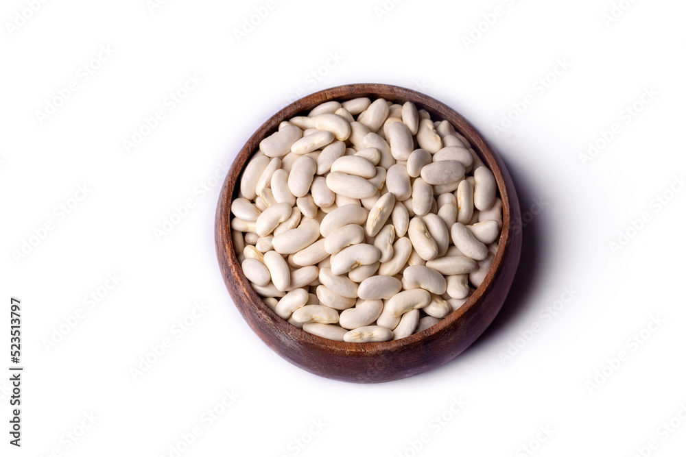 Dried haricot bean on the white background Dried haricot bean on the white background