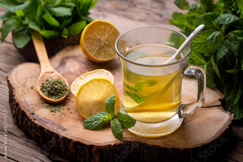 Tea with lemon and mint (Turkish name; nane limon cayi)