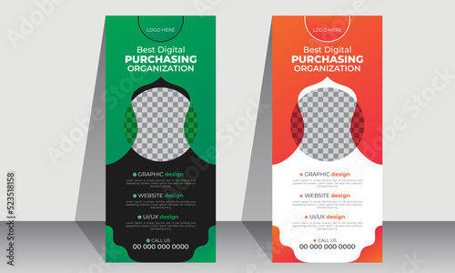 Business Roll up banner stand template design, Corporate stand roll up banner layout, promotional banner, pull up banner.