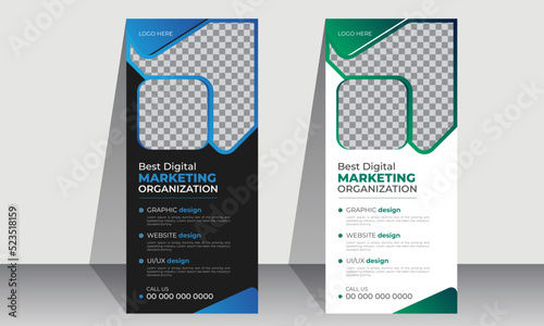 Business Roll up banner stand template design, Corporate stand roll up banner layout, promotional banner, pull up banner.