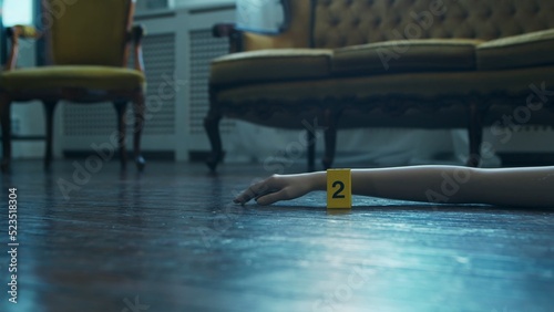 Fotografie Closeup of a Crime Scene in a Deceased Person's Home