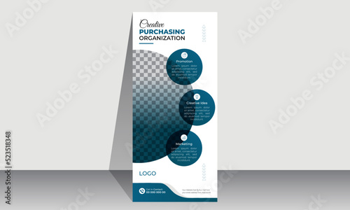 Business Roll up banner stand template design, Corporate stand roll up banner layout, promotional banner, pull up banner.