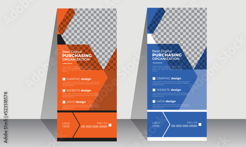 Business Roll up banner stand template design, Corporate stand roll up banner layout, promotional banner, pull up banner.