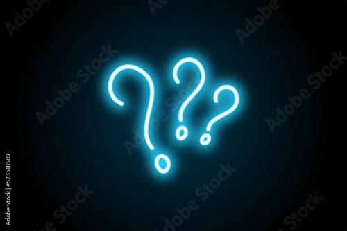 Question marks glowing neon symbol sign icon 