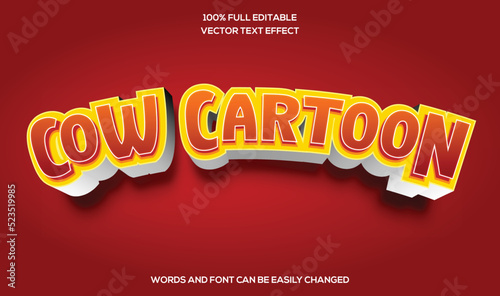 Cow Cartoon 3D Editable text effect 