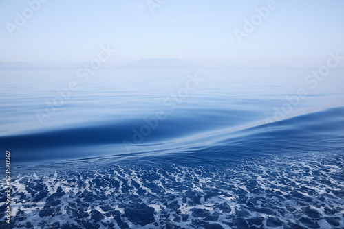 Surface of beautiful sea water on foggy day