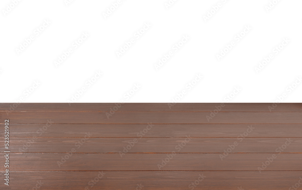 Fototapeta premium Empty brown wooden surface isolated on white