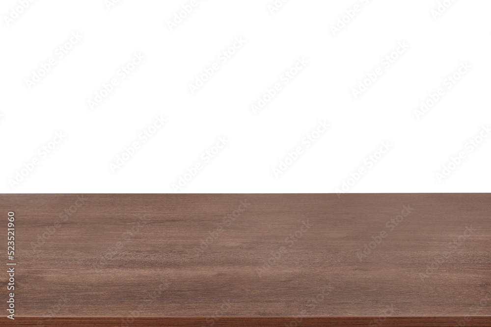 Fototapeta premium Empty brown wooden surface isolated on white