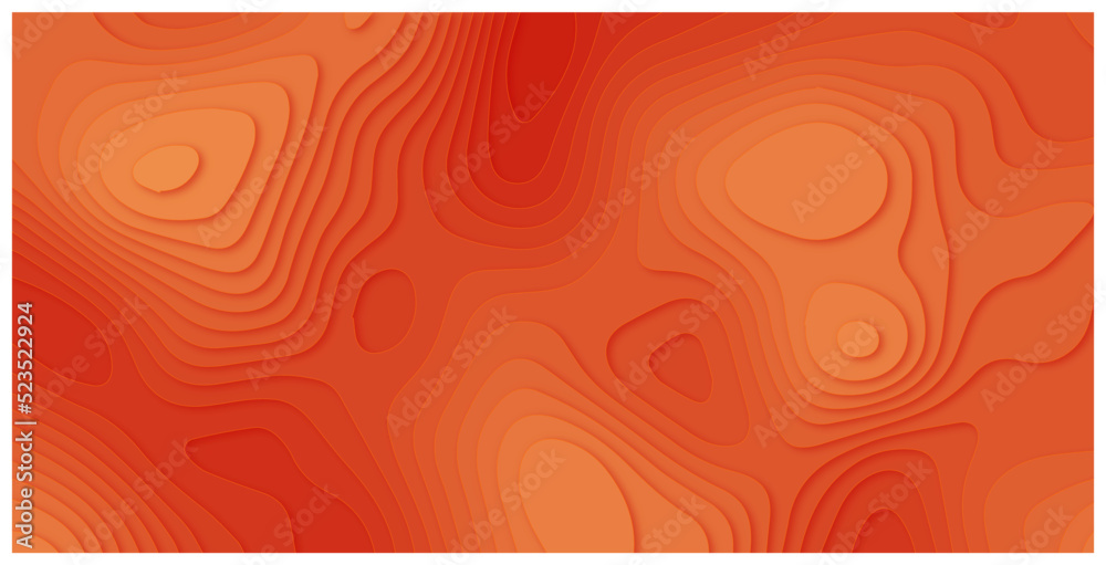 Luxury orange abstract papercut background with 3d geometry circles. Orange paper cut banner.3D modern paper cut background raster illustration.abstract background and orange waves layers.><