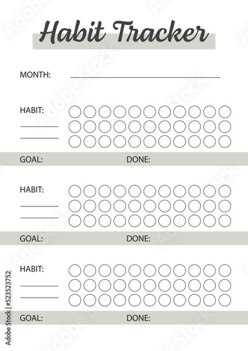 Habit tracker. Printable template. Vector illustration.
