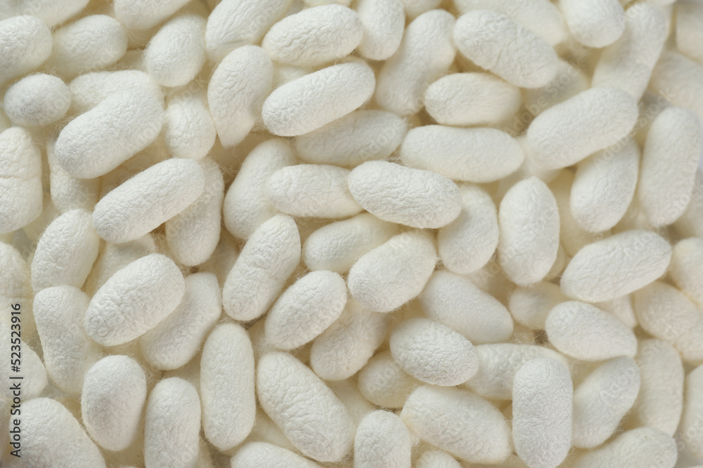 Pile of natural silkworm cocoons as background, closeup Pile of natural silkworm cocoons as background, closeup