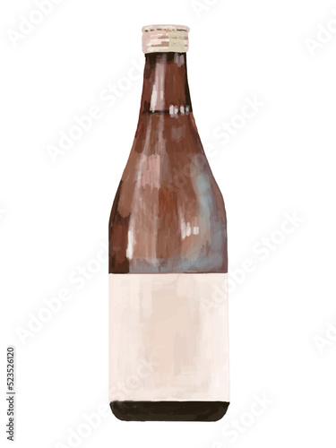 日本酒の瓶ラベルアイボリー_縦