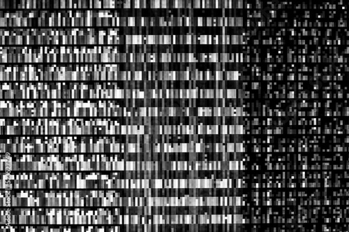 Pixel pattern of a digital glitch / Abstract black and white pixel pattern background of a digital glitch.