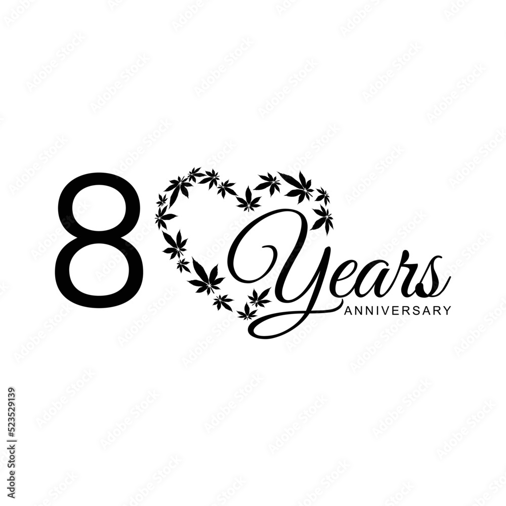 80th anniversary logo with marijuana leaves isolated on white background, vector design for greeting card and invitation card 80th anniversary logo with marijuana leaves isolated on white background, vector design for greeting card and invitation card