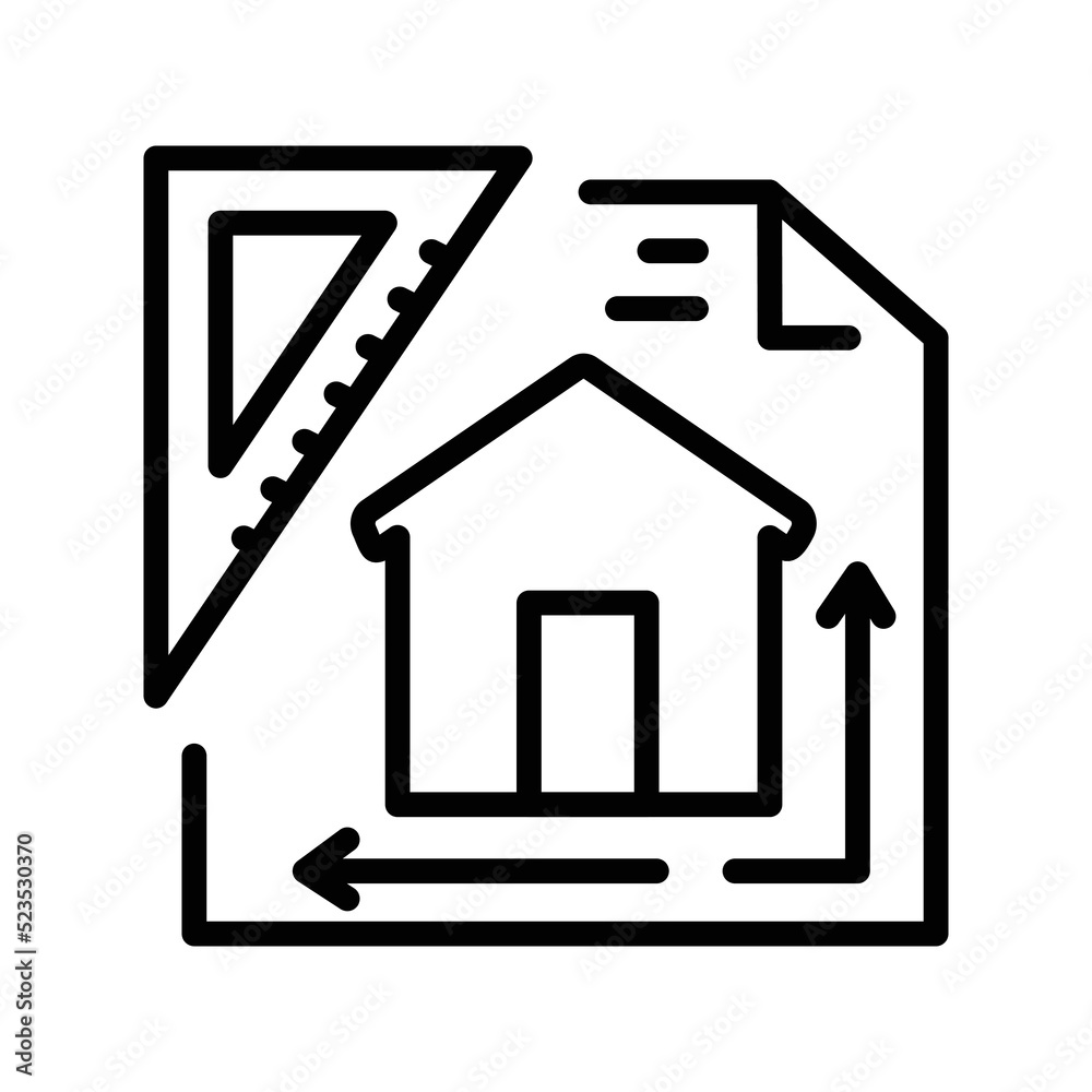 Architectural project house line icon. Building construction Architectural project house line icon. Building construction
