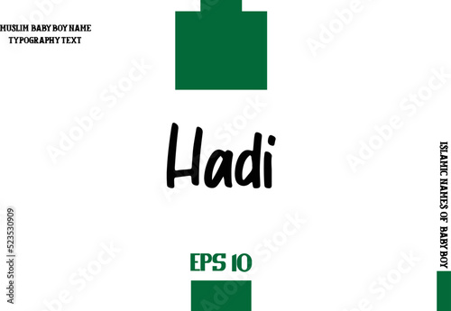 Hadi Baby Boy Arabic Name Typography Bold Text  photo