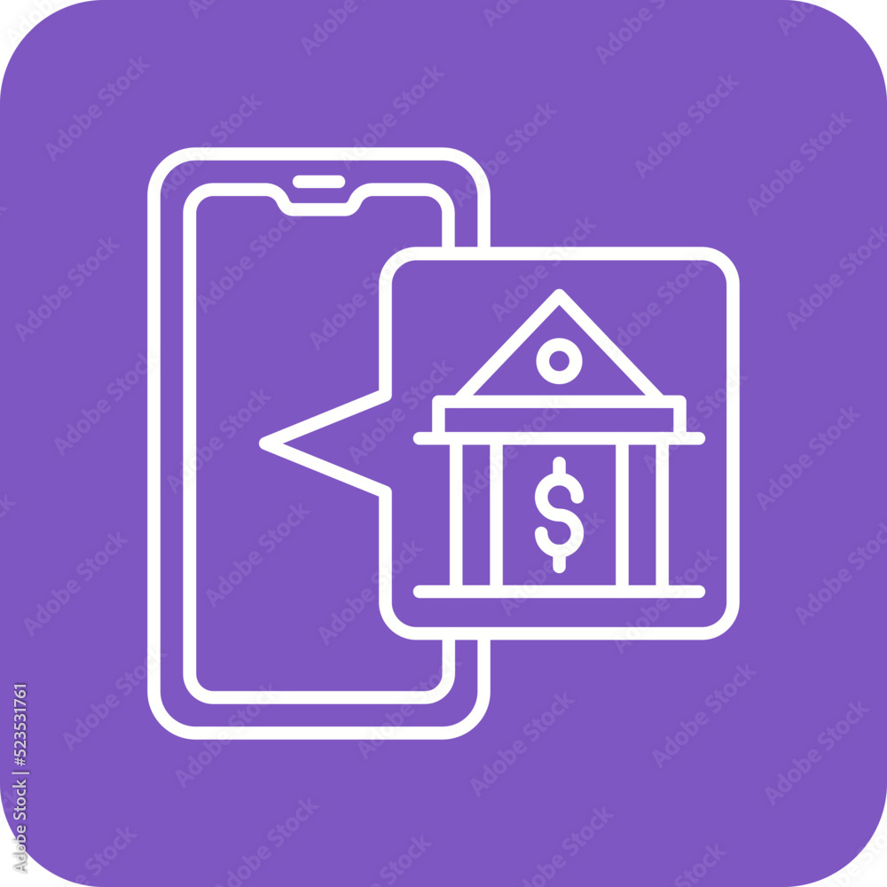 Naklejka premium Online Banking Multicolor Round Corner Line Inverted Icon