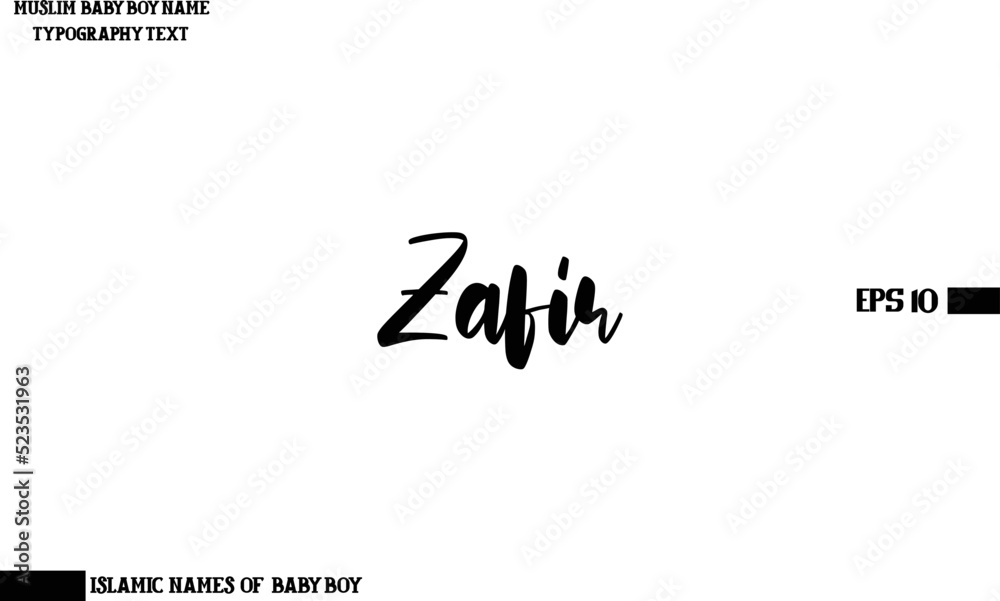 Baby Boy Arabic Name Zafir Typography Bold Text
