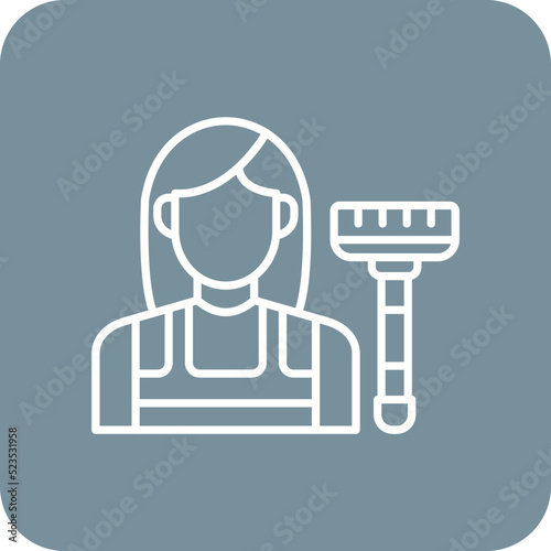 Maid Multicolor Round Corner Line Inverted Icon