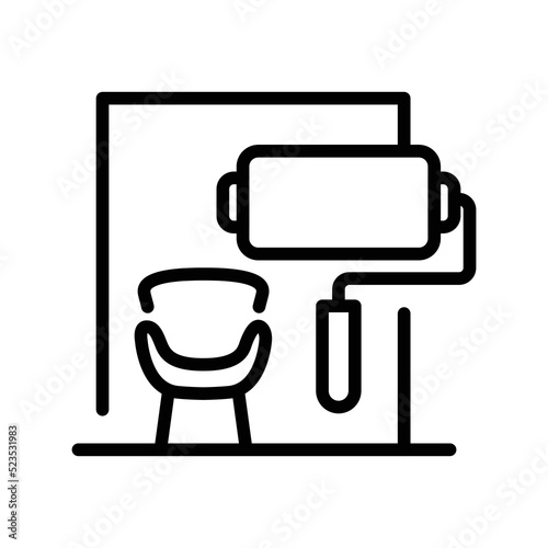 Interior decoration black line icon. Pictogram for web page