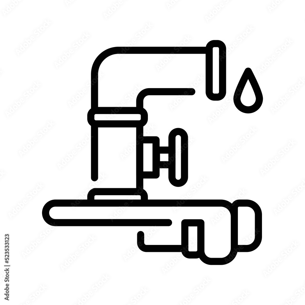Water supply installation black line icon. Pictogram for web page Water supply installation black line icon. Pictogram for web page