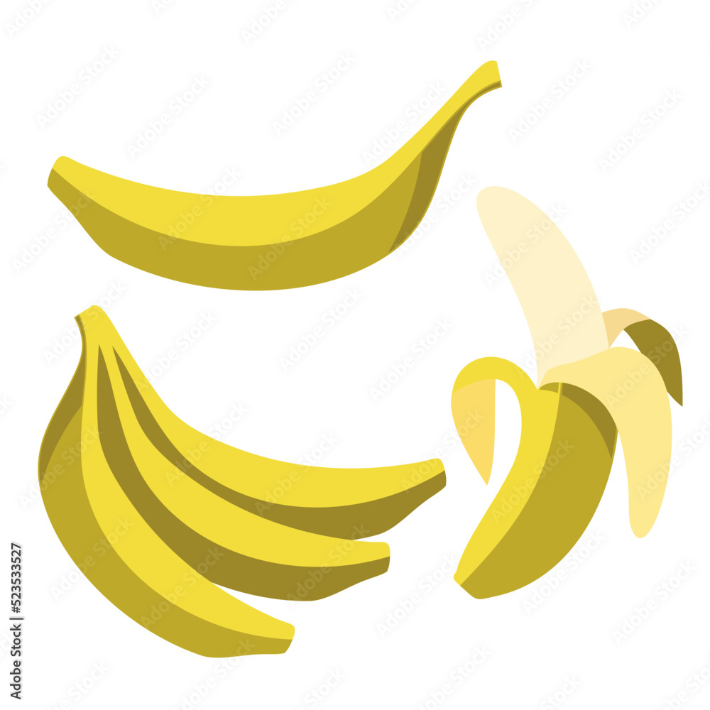 Bunch of yellow ripe bananas. banana skin. Vector illustration with tropical fruits. Illustration with tasty bananas. Smoothie ingredients. Bunch of yellow ripe bananas. banana skin. Vector illustration with tropical fruits. Illustration with tasty bananas. Smoothie ingredients.