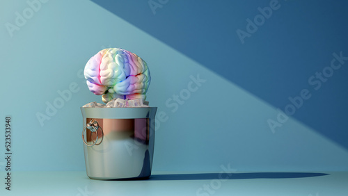 colorful brain in a bucket of ice photo
