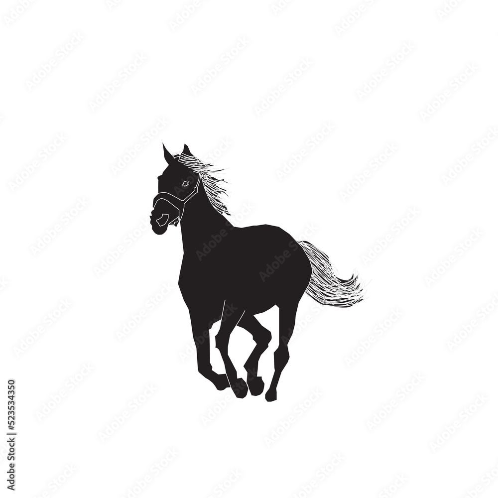 Naklejka premium Horse in silhouette stock illustration