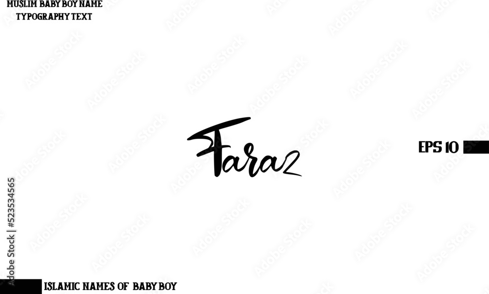 Muslim Male Name Faraz Handwritten Calligraphy Text Muslim Male Name Faraz Handwritten Calligraphy Text