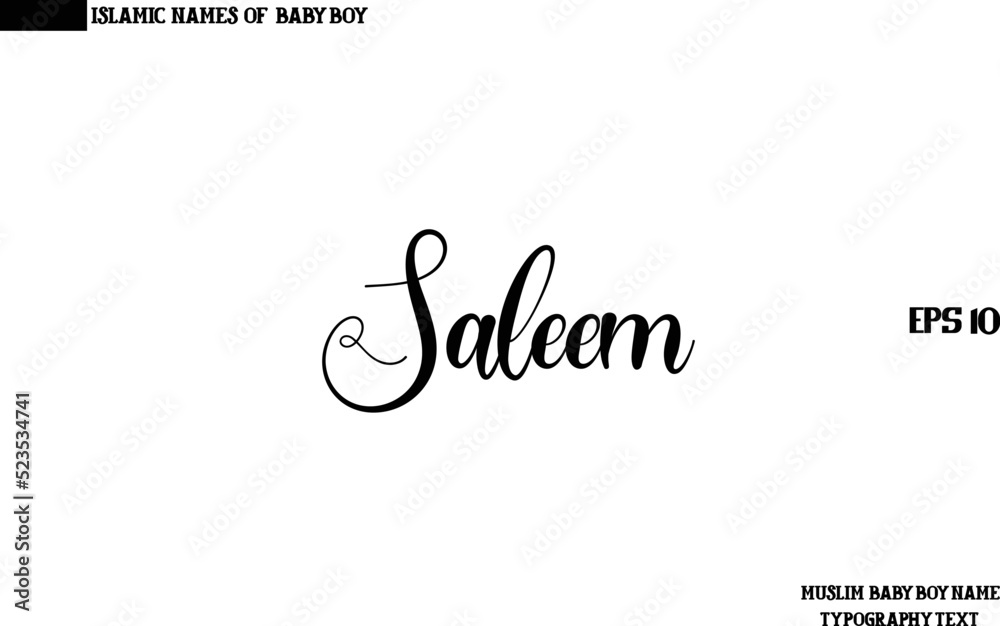 Alphabetical Text of Arabic Boy Name Saleem 