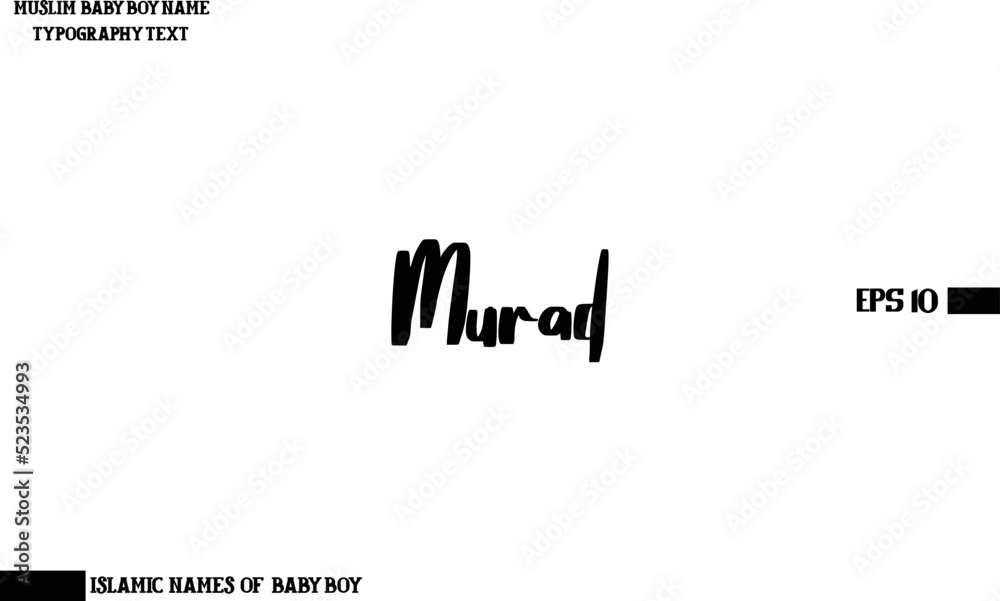Male Islamic Name Murad Text Calligraphy 