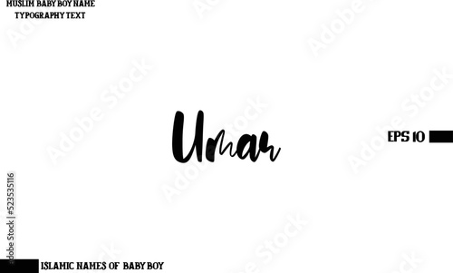 Alphabetical Text Lettering of Arabic Boy Name Umar photo