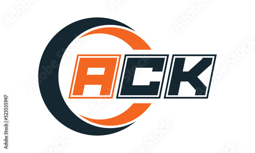 ACK three-letter circle logo design. custom font logo vector template | abstract logo | word mark logo | letter mark logo | business logo | minimalist logo | font logo |