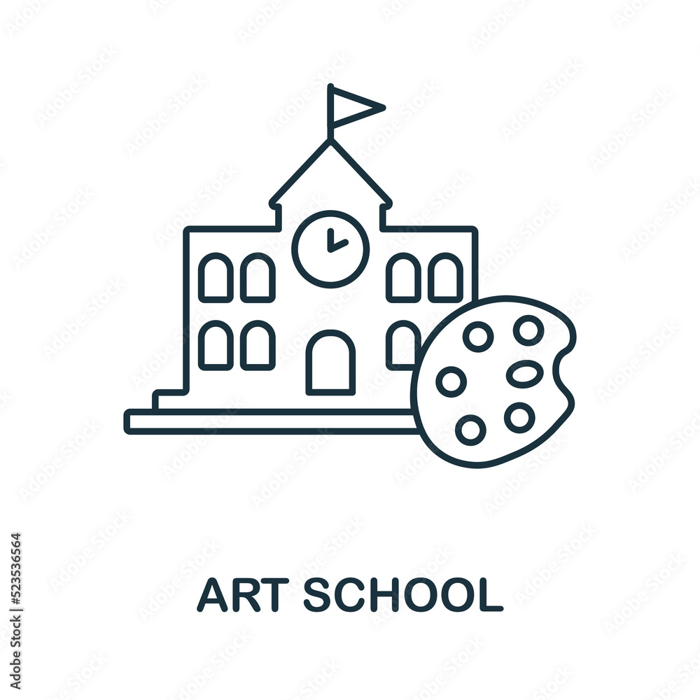 Art School line icon. Monochrome simple Art School outline icon for templates, web design and infographics