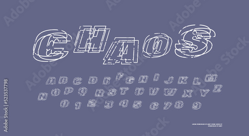 Hollow sans serif font with distortion effect