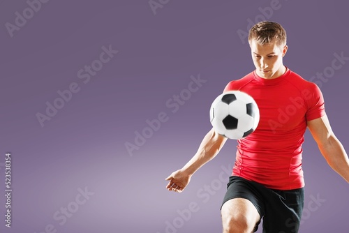 Young fun fan man cheer up support football sport team hold in hand soccer ball