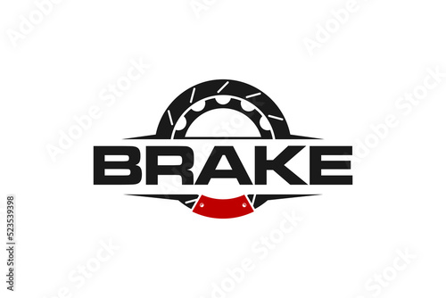 Brake pads disk brake logo design automotive car performance workshop icon symbol