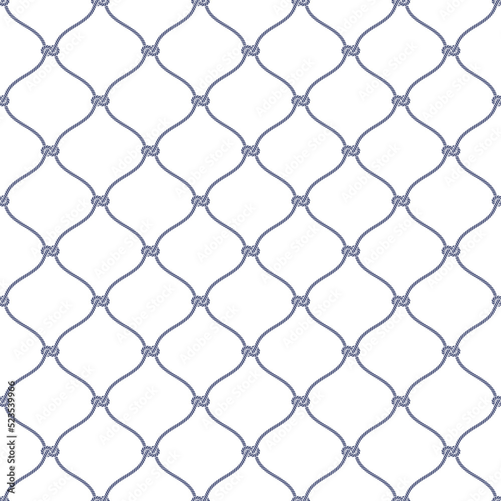 Naklejka premium Fishing Net Seamless Pattern in Silhouette Style