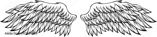 Fototapeta Naklejka Na Ścianę i Meble -  Bird wings vector illustration tattoo style. Hand drawn design element.