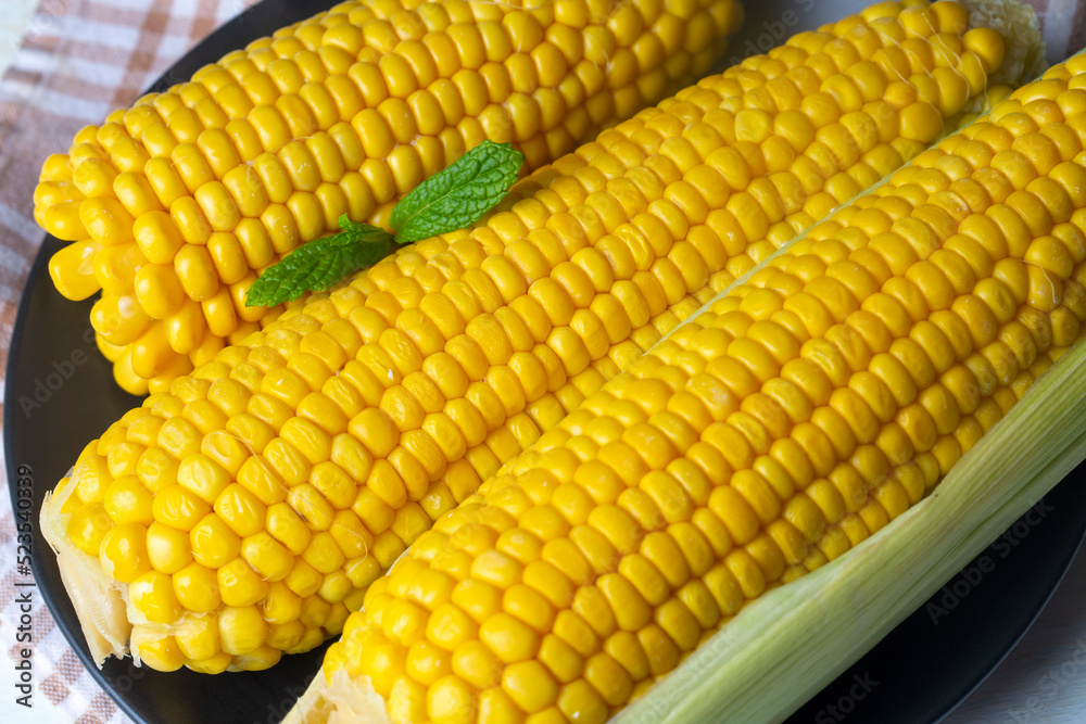 Boiled sweet corn, food concept photo Boiled sweet corn, food concept photo