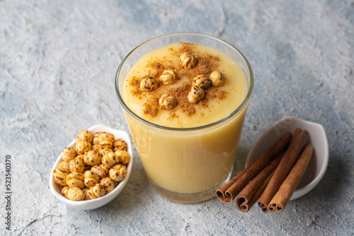 Boza or Bosa  traditional Turkish drink with roasted chickpea