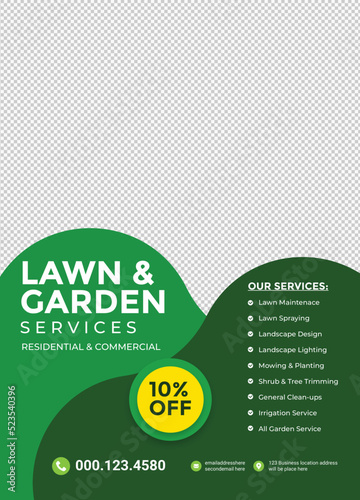 lawn care flyer design template. landscaping and gardening lawn care service flyer
